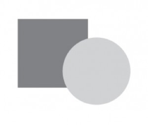 An example of a light grey circle occluding a dark grey square